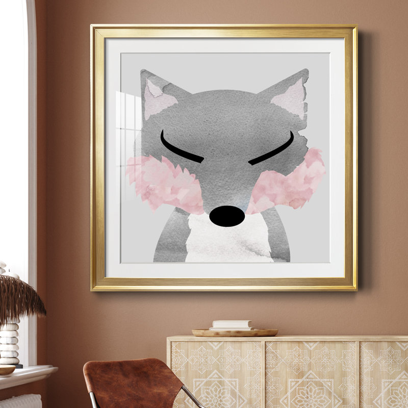 Renard - peinture encadrée, H 26,5 po x l 26,5 po x P 1,5 po, Toile encadrée dorée