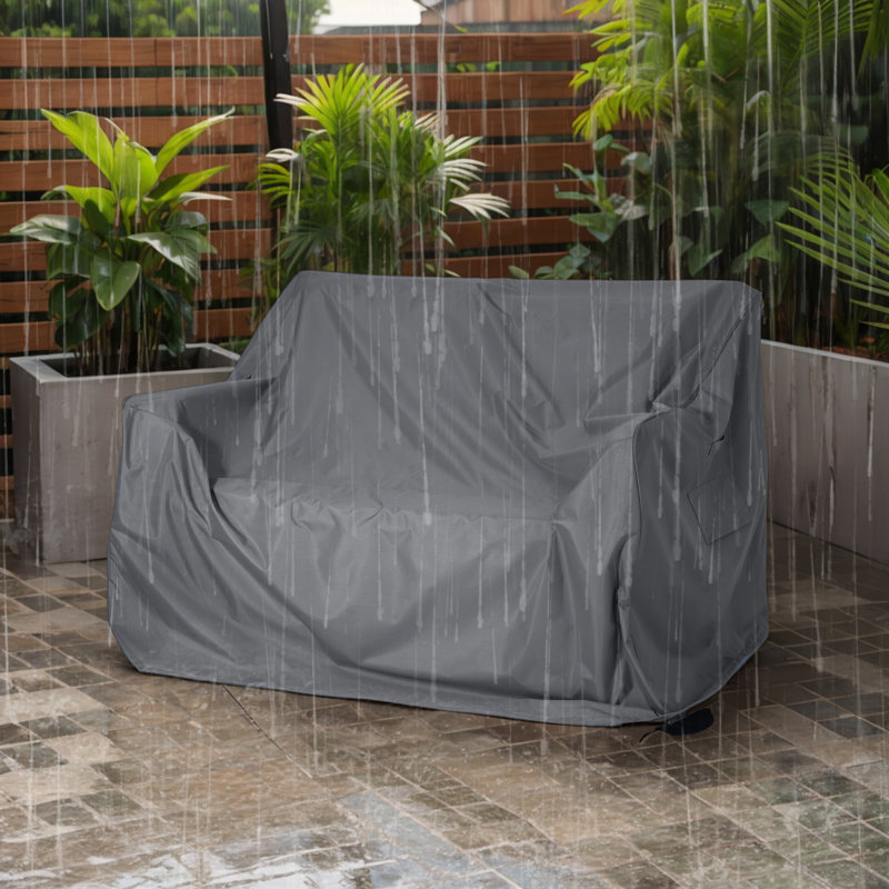 Aryan Outdoor Loveseat Sofa Cover With Breathable Vents And UV Protected Weather Resistant Fabric, Dark Gray