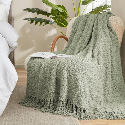 Knit Throw Blanket Chunky Soft Fluffy Knit Throw Blankets Textured Mulberry Throw Blanket With Handmade Tassels Woven Luxury Farmhouse Throw For Couch Bed, 50X60