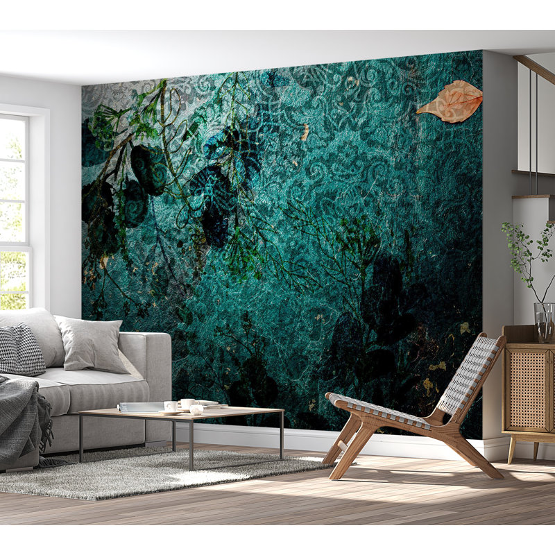 Abstract Wallpaper Wall Mural - Emerald Garden, 82" L x 118" W