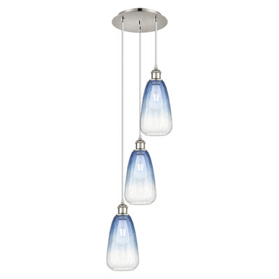 Ballston - amande Brookhaven - luminaire suspendu à 3 lumières de 13 po à finition cordon - finition nickel poli - abat-jour bleu saphir