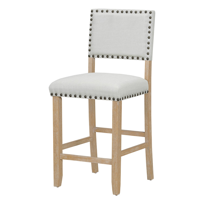Ensemble de salle à manger à hauteur de comptoir 5 pièces TREXM, table élégante classique et 4 chaises en bois naturel délavé