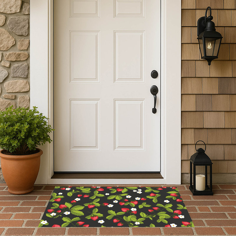 Paillasson Strawberries, Gris anthracite, L 21 po x L 34 po