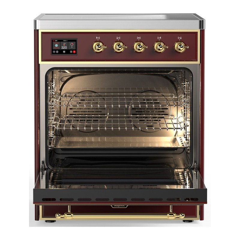 Cuisinière à induction 30 pouces avec 4 éléments à induction en bourgogne Majestic III Series (garniture laiton), Laiton