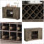 Armoire-bar rustique de style campagnard avec porte-bouteilles, tiroirs de rangement et porte-verres - Buffet gris chêne pour la cuisine et la salle à manger
