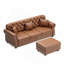 Canapé Chesterfield 82,6 po rembourré en similicuir avec garniture cloutée et accoudoirs roulés, canapé Chesterfield moderne de style Mid-Century capitonné avec boutons, brun