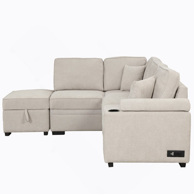 Canapé-lit polyvalent en lin avec repose-pieds pour espaces compacts et confort