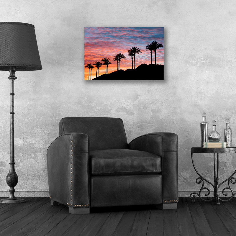 «Palm Tree Sunset» par Dennis Frates - impression sans cadre, H 16 po x l 24 po x P 0,2 po