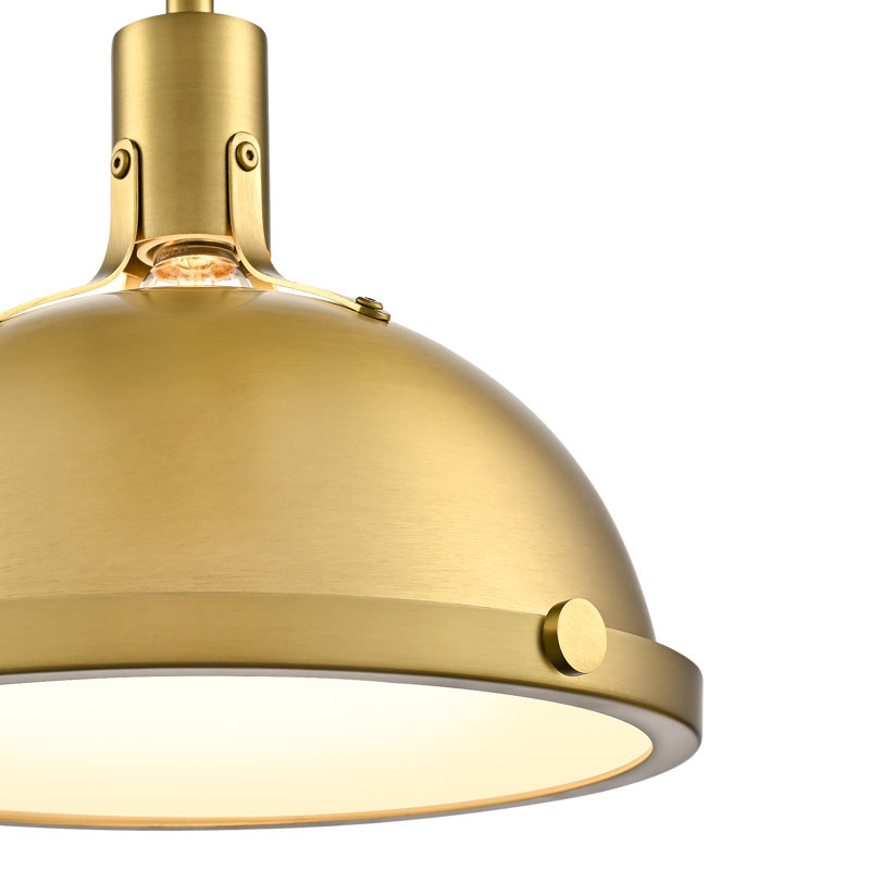 Luminaire suspendu pour îlot de cuisine à 1 dôme avec diffuseur en verre 1 lumière 12,6 po Lysander, Laiton brossé