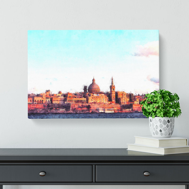 View of Valletta in Malta - Wrapped Canvas, 35cm H x 50cm W x 3cm D