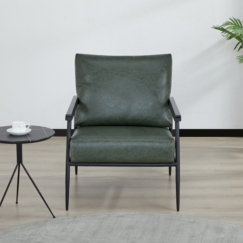 Bechtold Vegan Leather Armchair, Bechtold Green Vegan Leather