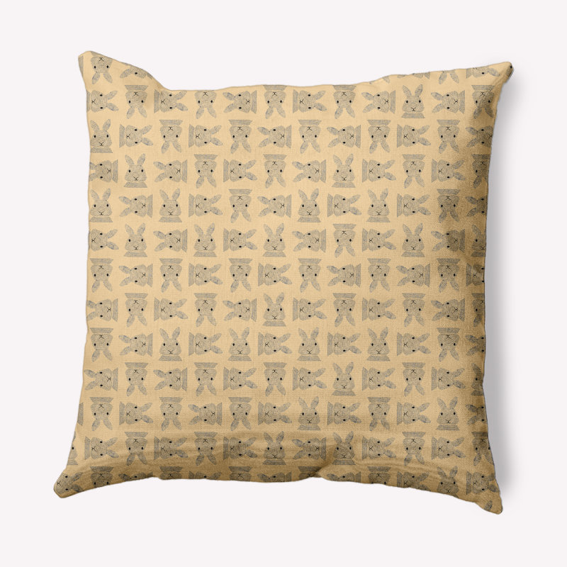 Housse et insert de coussin carré Criss Cross Bunnies, 18 po x 18 po, Jaune maïs