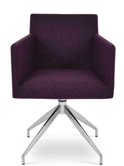 Chaise de réception en laine avec cadre en métal Brilon, Laine - marron profond