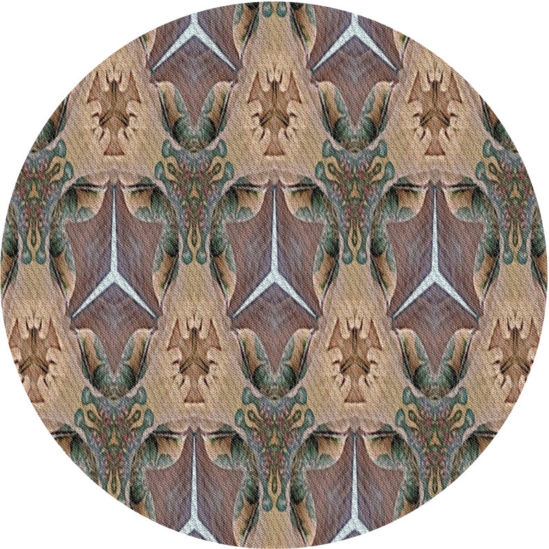 Tapis brun/gris tissé à la machine, Rond 8 pi