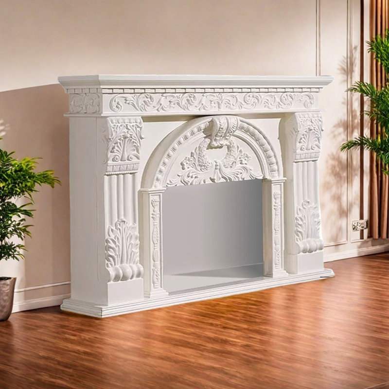 Foyer sculpté rétro moderne et simple, Blanc, H 50 po x l 70,86 po x P 12,99 po