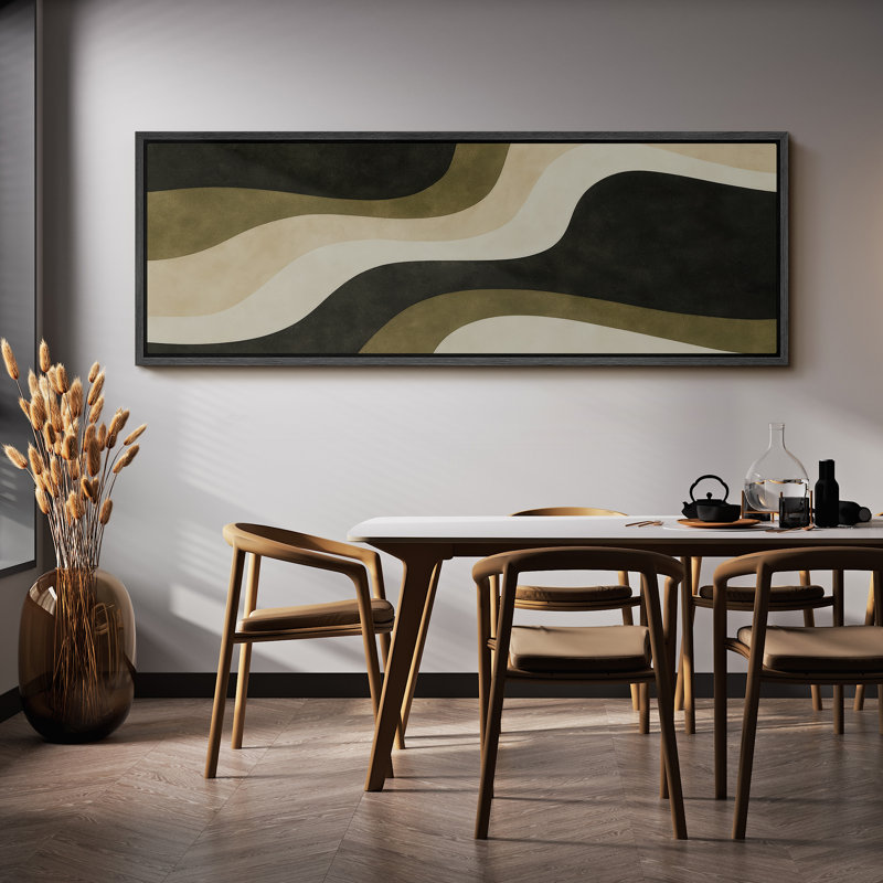 Grande impression sur toile encadrée, reproduction géométrique abstraite pour décor moderne, H 20 po x l 60 po, Noir