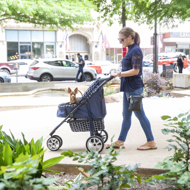 Monaco Blue Aluminum Pet Stroller with Mesh Canopy