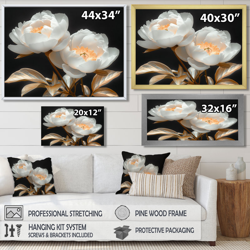Gilyard - pivoines, impression d'art mural, Toile tendue, H 12 po x l 20 po