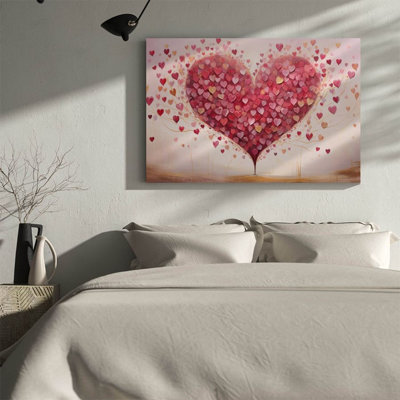 1pc Valentine's Day Framed Canvas Wall Art Prints Poster, Hearts Art Posters Canvas Print Painting for Living Room Bedroom Office Bathroom Dorm Home D