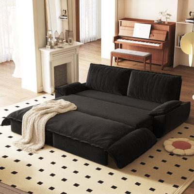 Grand canapé-lit escamotable 3 en 1 de 73,2 po avec 2 coussins moelleux et causeuse en velours