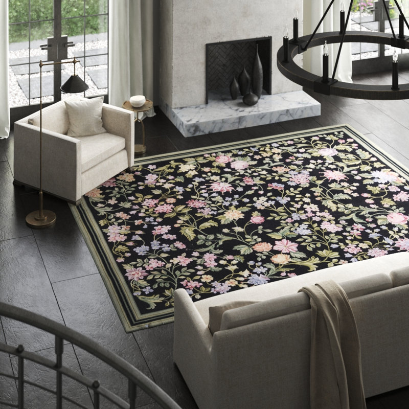 Hand-Knotted High-Quality Black Area Rug