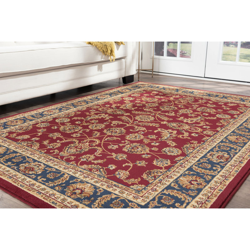 Tapis oriental rouge / bleu marine Clarence, Rectangle 10 pi 6 po x 14 pi 6 po