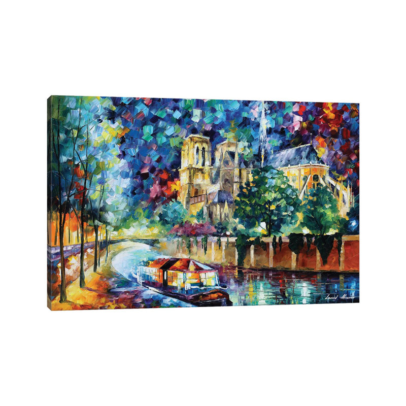 «River of Paris» par Leonid Afremov, reproduction d'art sur toile tendue, H 18 po x l 26 po x P 1,5 po, Toile tendue