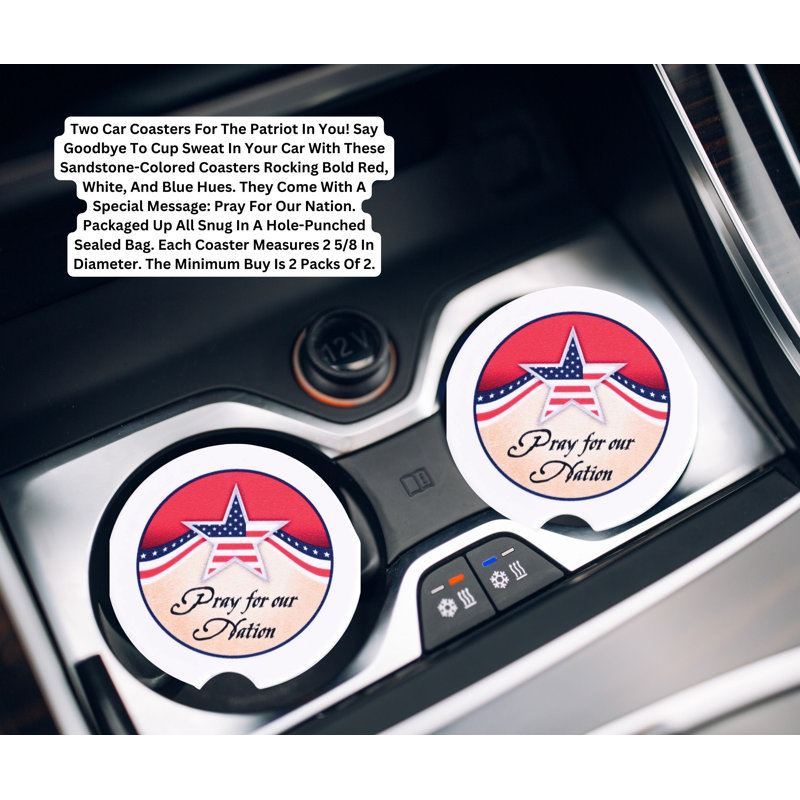 Ceramic Round 2 Piece Car Coaster Set