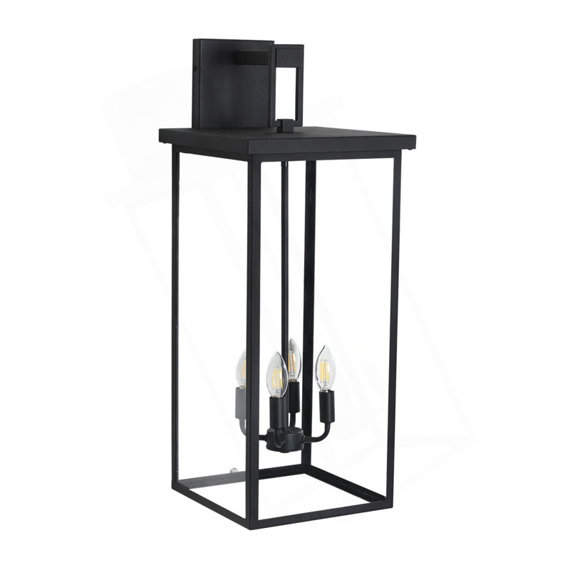 Applique murale d'extérieur 30 po (H) 1 lumière noire 4 lumières, applique murale pour porche, jardin, patio (sans ampoules)