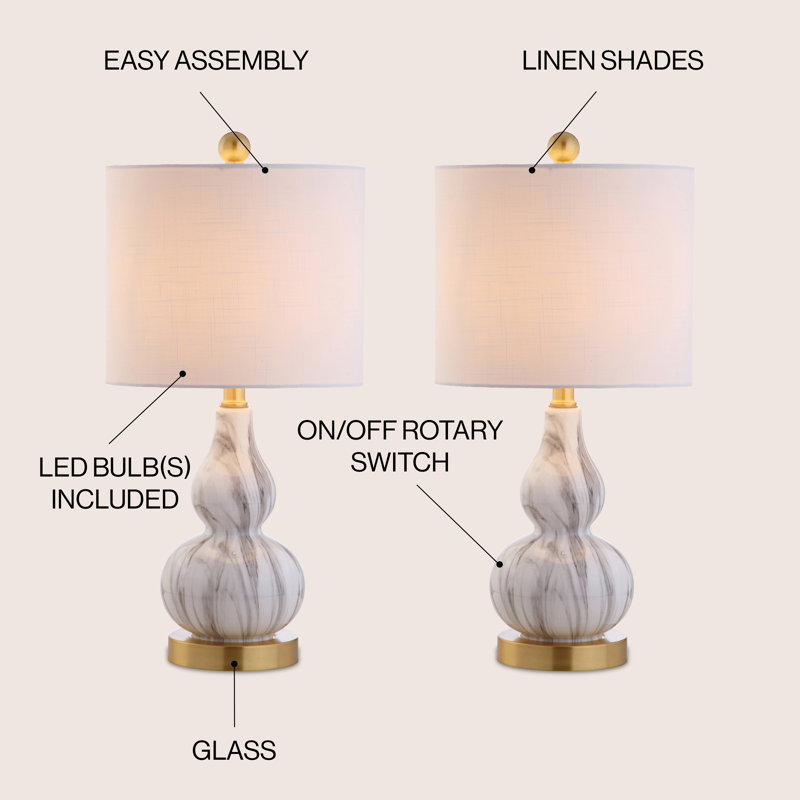 Aenwood Glass Table Lamp, White