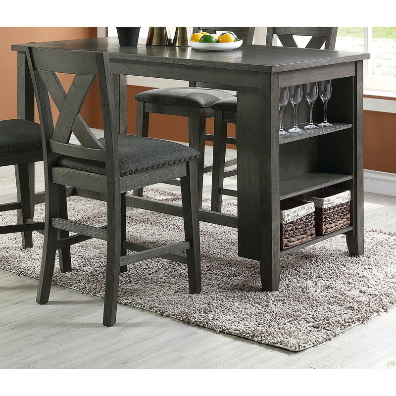 Ensemble de 2 chaises hautes en bois, Tanné, Gris délavé