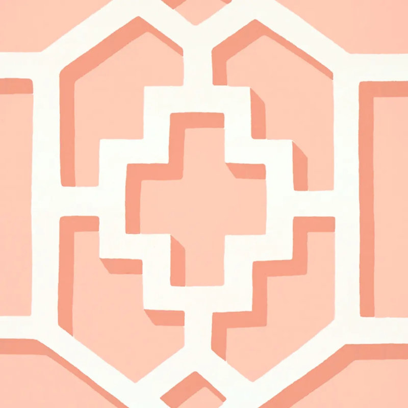 Zanzibar Trellis Wallpaper, Coral/White