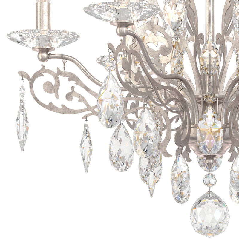 Filigrae 6 Light 23in x 18.5in Semi-Flush Mount in Antique Silver with Clear Heritage Handcut Crystals, Antique Silver