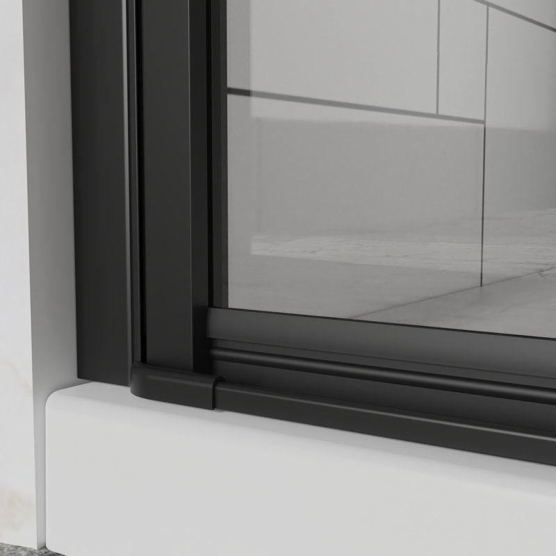 32" - 33.2" Adjustable Width Glass Shower Door, 6Mm Tempered Clear Glass, Black Finish Swing Panel, Reversible Installation, 180 Pivot, Flexible Hinges, Water Proof Heavy Duty Handle 32"X 72" Pivot