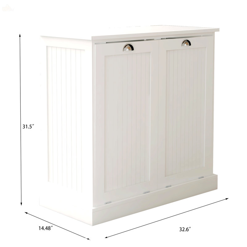 Armoire de trieur de linge à deux compartiments inclinable - blanc