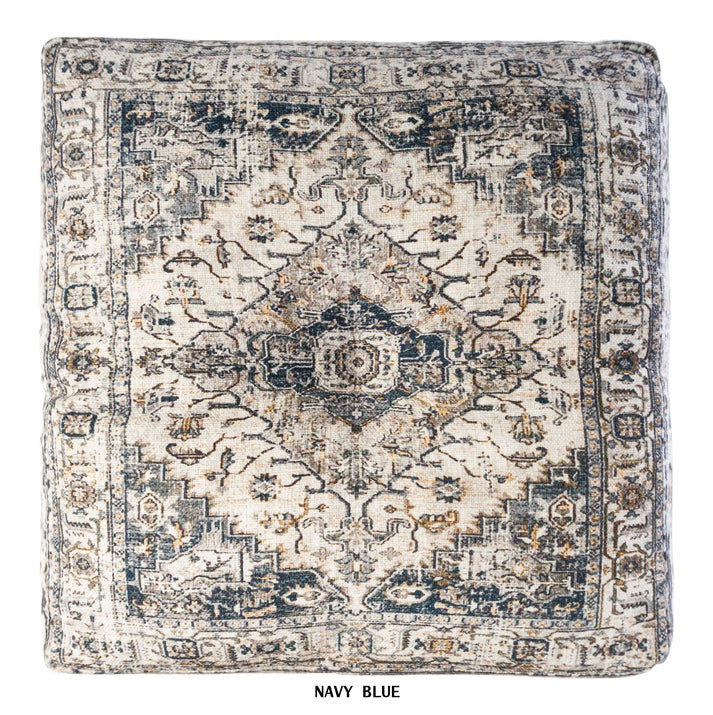 COUSSIN DE COFFRET COTON ANTIQUE TAPESTRY, Look rétro bleu marine , H 18 po x l 18 po