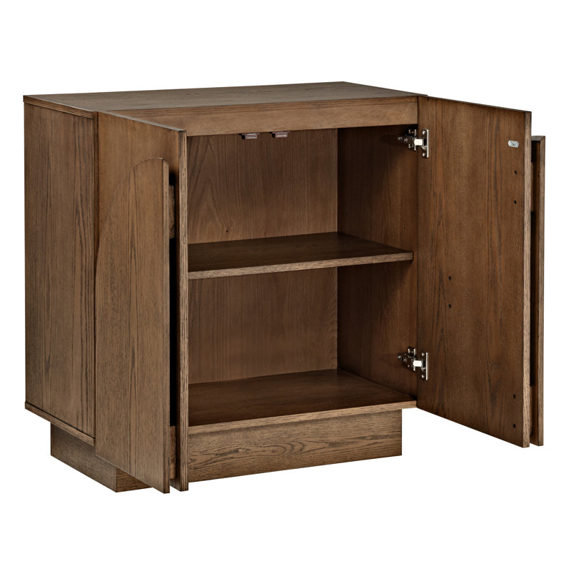Aurelie Solid Wood Arched Storage Cabinet Credenza, Brown