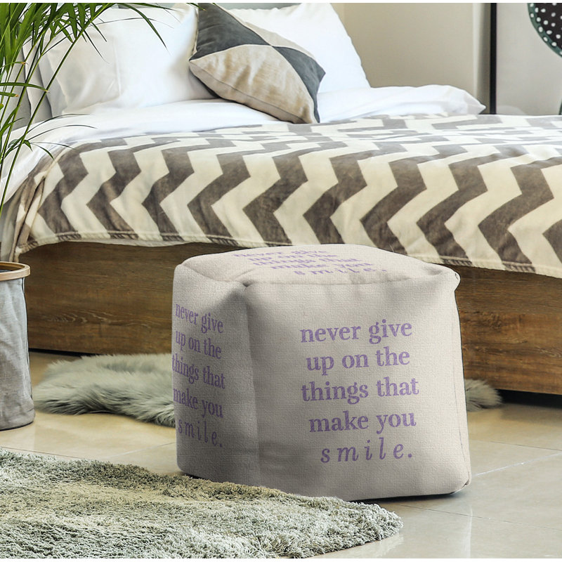 Upholstered Ottoman, White/Purple