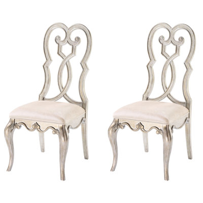2 chaises champagne antique et antique - dossier grand pour les salles de couture, chaises d'appoint (2), dossier délicat, rembourrage en mousse, détails de volutes en bois ornés, salle à manger