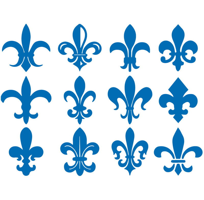 Décalcomanie murale motif fleur du lis, H 40 po x l 53 po x P 0,01 po, Bleu azur