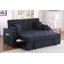 Causeuse convertible en tissu tissé gris foncé de 70 po avec console rabattable Cody II
