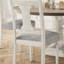 Chaise de salle à manger blanche et grise de 2 personnes, profondeur de siège 18,5 po, 2 pièces + grain de bois naturel, hauteur du dossier 19 po, revêtement en lin