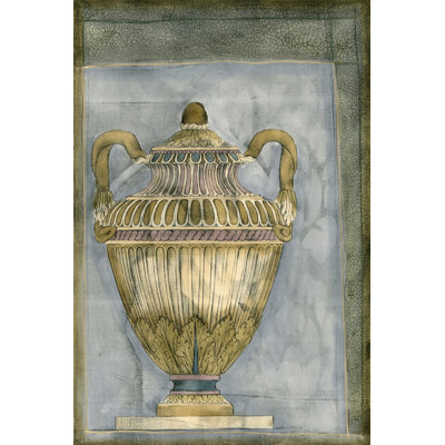 Small Urn And Damask III by Jennifer Goldberger - Wrapped Canvas Print