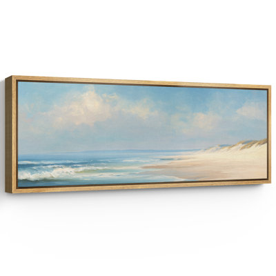 Soft Blue Ocean Shoreline Seascape Coastal Landscape Wall Decor Extra Large Pictures Framed Canvas Print Wall Art