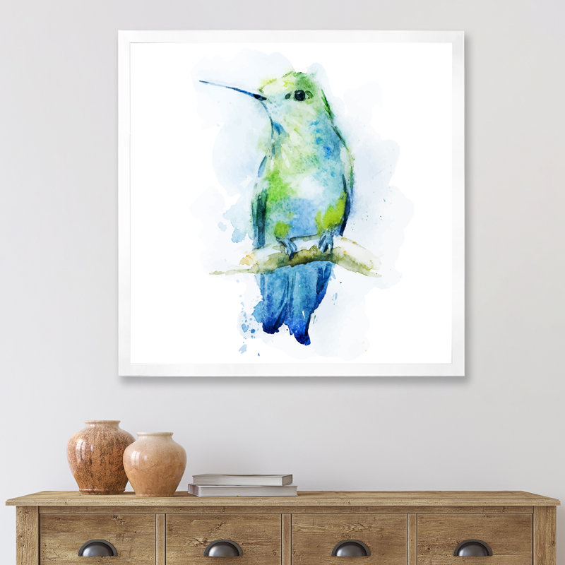 Colibri oiseau - reproduction sur toile, Toile blanche encadrée, H 30 po x l 30 po x 1,5 po