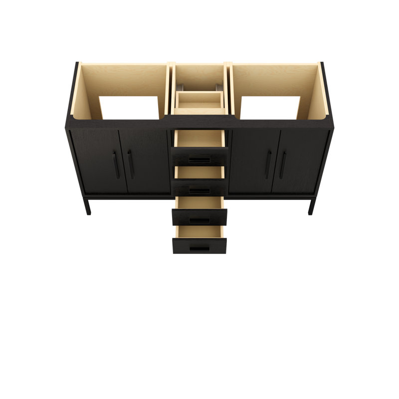 Rift White Oak Double Bath Vanity, 60", Classic Black, Matte Black
