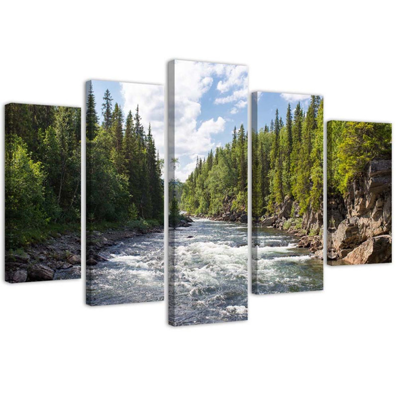 Forest Green River - 5 Piece No Frame Set on Canvas