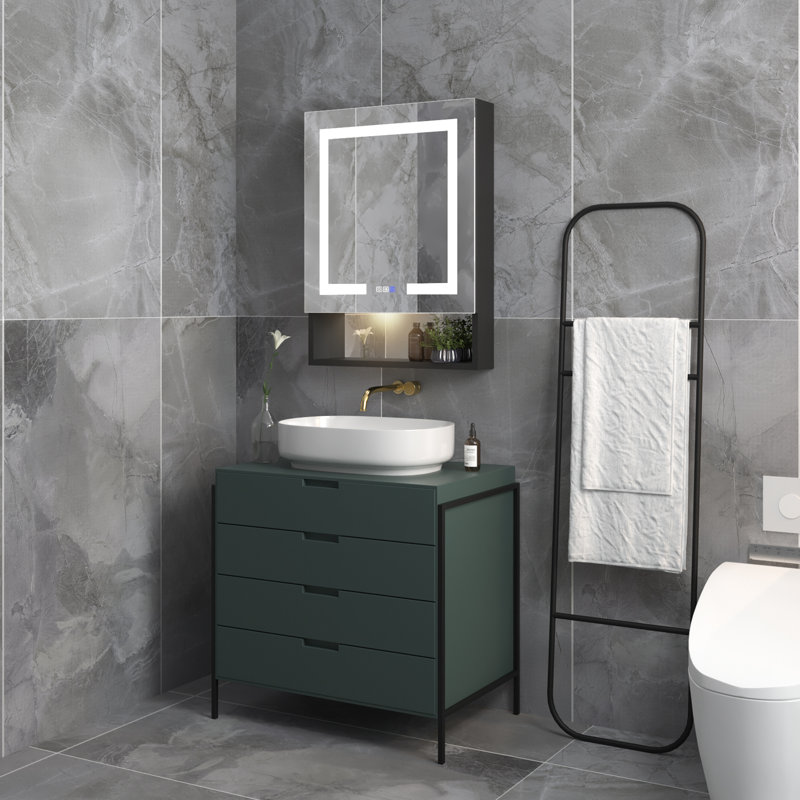 Armoire à pharmacie avec miroir et 3 tablettes réglables Altfried, Gauche