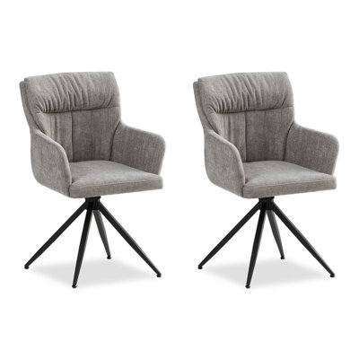 Hearston Linen Upholstered Dining Chair in Grey