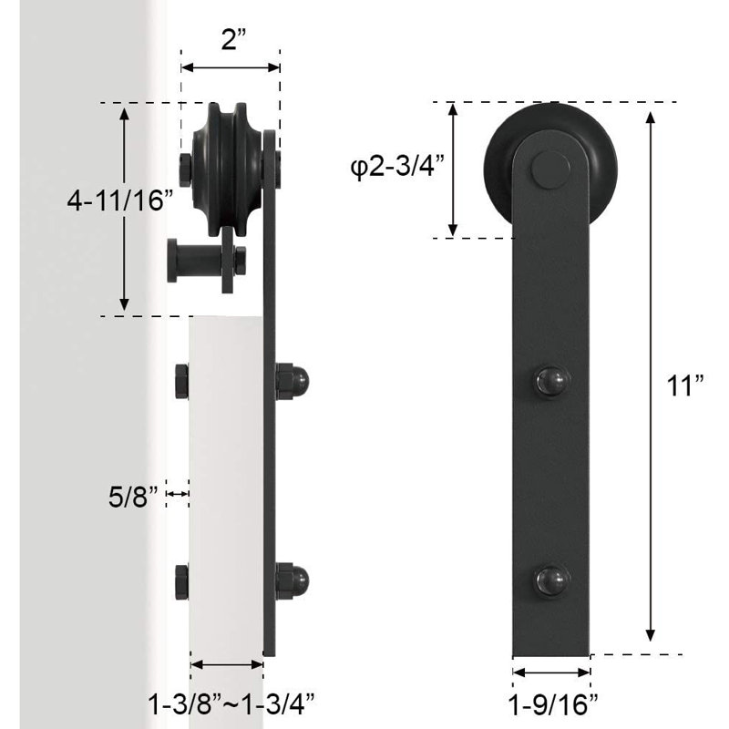 Ensemble de quincaillerie coulissante pour porte de grange simple standard, 60 po